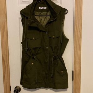 Olive Green Sleeveless Utility Vest